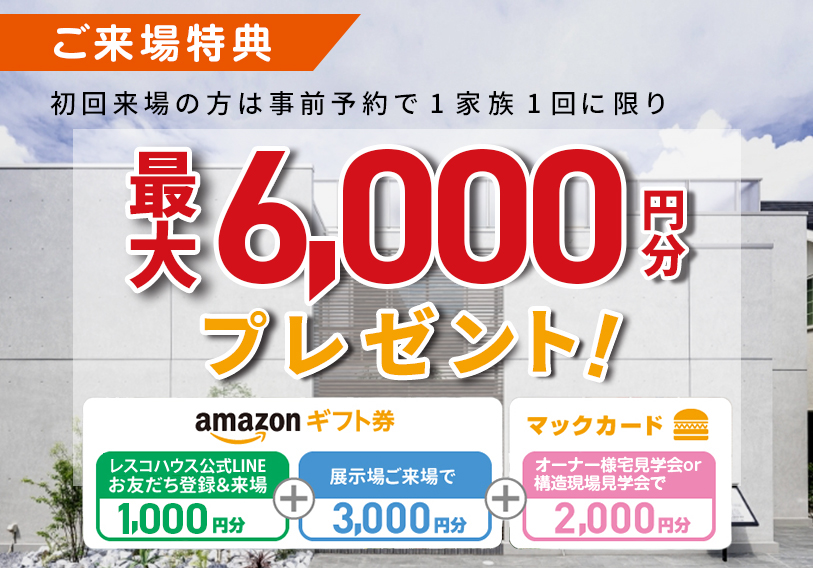 ご来場特典　最大6,000円分プレゼント